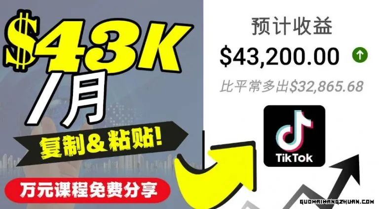 抖音国际版Tiktok赚钱项目：每天上传一个视频就轻松月入$43200