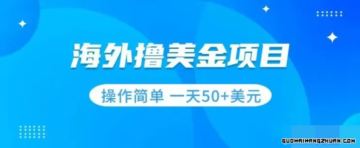 撸美金项目无门槛操作简单小白一天50+美刀