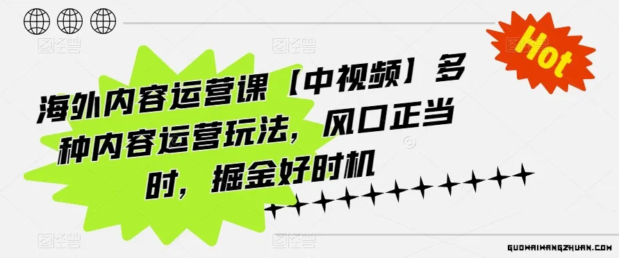 海外内容运营课【中视频】多种内容运营玩法，风口正当时，掘金好时机