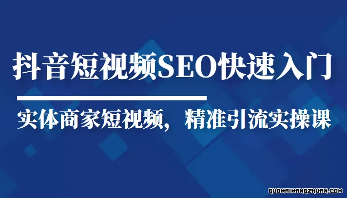 抖音短视频SEO搜索排名优化新手快速入门教程，实体商家短视频，精准引流实操课