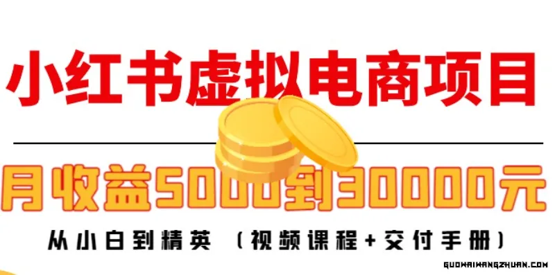 小红书虚拟电商项目：从小白到精英 月收益5000到30000 (视频课程+交付手册)