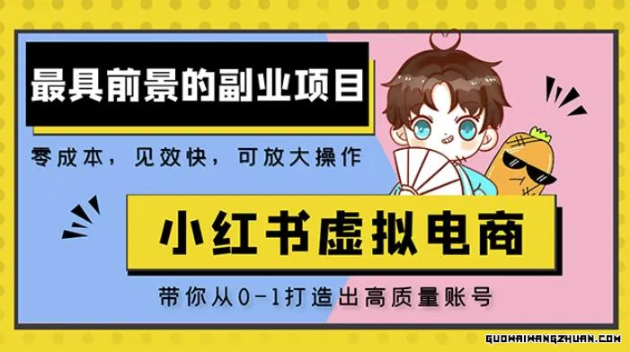 小红书蓝海大市场虚拟电商项目，手把手带你打造出日赚2000+高质量红薯账号