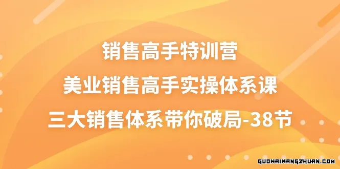 销售-高手特训营，美业-销售高手实操体系课，三大销售体系带你破局-38节