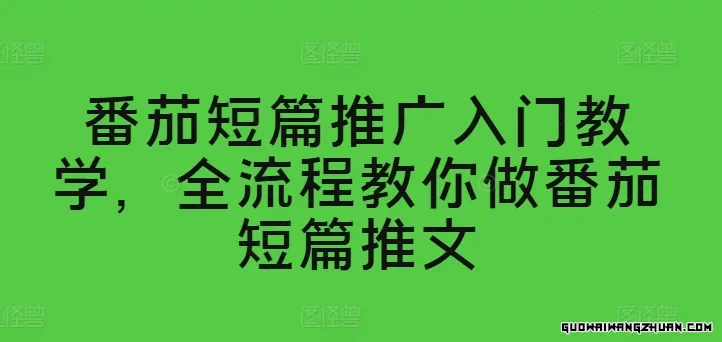 番茄短篇推广入门教学，全流程教你做番茄短篇推文