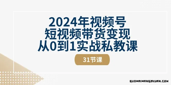 2024年视频号短视频带货变现从0到1实战私教课（31节视频课）