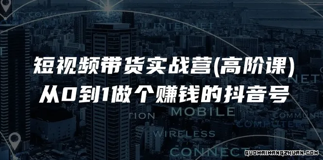 短视频带货实战营(高阶课)，从0到1做个赚钱的抖音号（17节课）