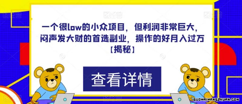 一个很LOW的小众项目，但利润非常巨大，闷声发大财的首选副业，操作的好月入过万【揭秘】