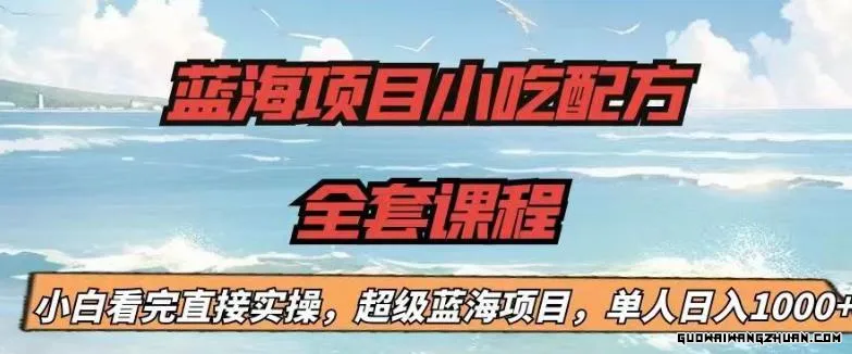 蓝海项目小吃配方全套课程，小白看完直接实操，单人日入1000+【揭秘】