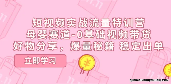 短视频实战流量特训营，母婴赛道-0基础带货，好物分享，爆量秘籍 稳定出单