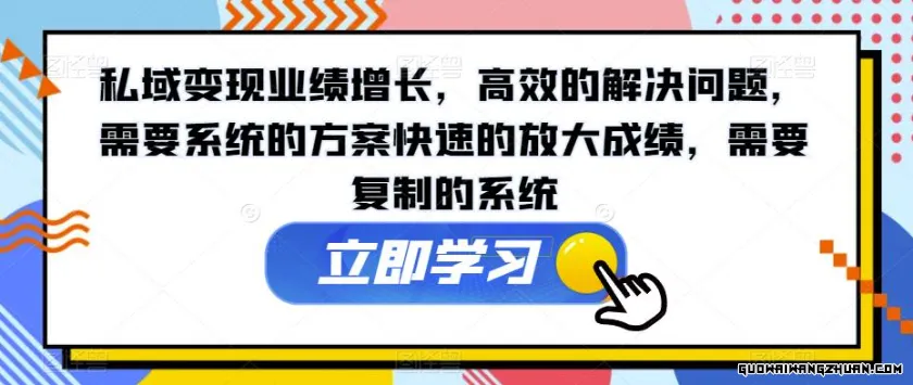 私域变现业绩增长，高效的解决问题，需要系统的方案快速的放大成绩，需要复制的系统