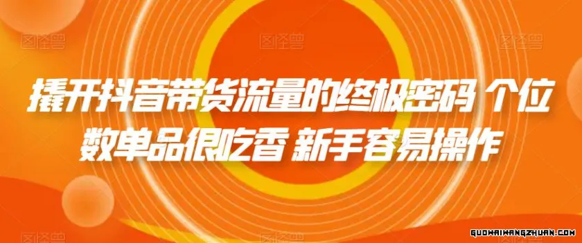 撬开抖音带货流量的密码，个位数单品很吃香，新手容易操作