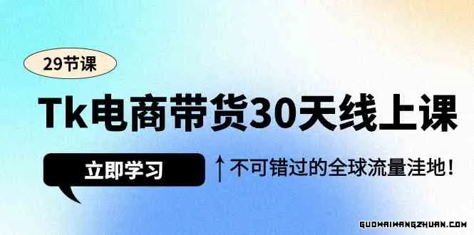 TK电商带货30天线上课，不可错过的全球流量洼地（29节课）