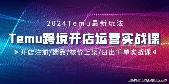 2024Temu跨境开店运营实战课，开店注册/选品/核价上架/日出千单实战课