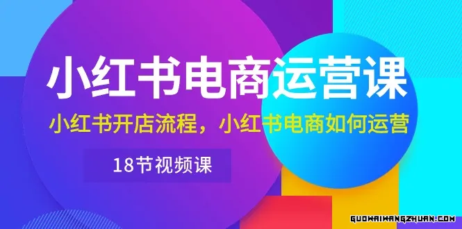 小红书电商运营课，小红书开店流程，从0开始做小红书电商（18节视频课）