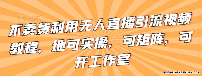 不卖货利用无人直播引流视频教程，地可实操，可矩阵，可开工作室【揭秘】