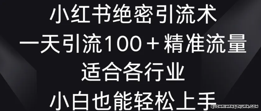 小红书绝密引流术，一天引流100+精准流量，适合各个行业，小白也能轻松上手【揭秘】