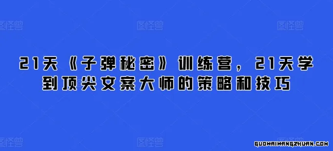 21天《子弹秘密》训练营，21天学到顶尖文案大师的策略和技巧