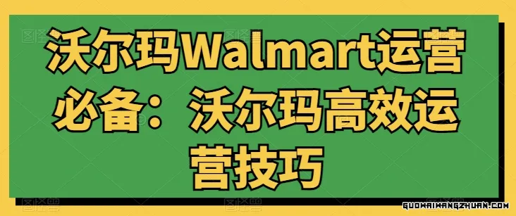 Walmart运营必备课：沃尔玛高效运营技巧详细讲解 (15节课)