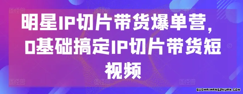 明星IP切片带货爆单营，0基础搞定IP切片带货短视频