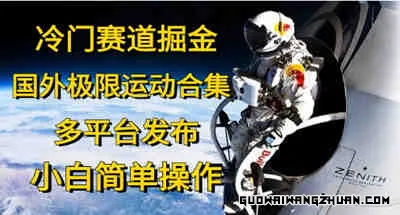 冷门赛道掘金，国外极限运动视频合集，多平台发布，小白简单操作