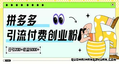 拼多多引流付费创业粉日引200+，收益5000+