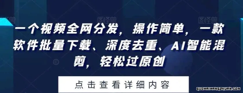 一个视频全网分发，操作简单，一款软件批量下载、深度去重、AI智能混剪，轻松过原创