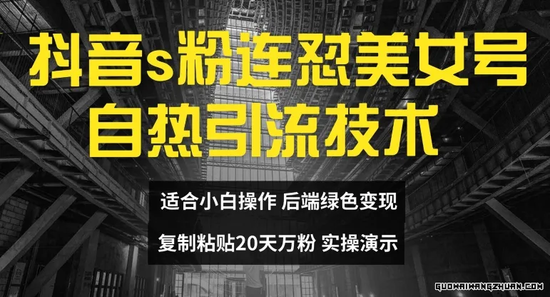 抖音S粉连怼美女号自热引流技术复制粘贴，20天万粉账号，无需实名制，矩阵操作【揭秘】