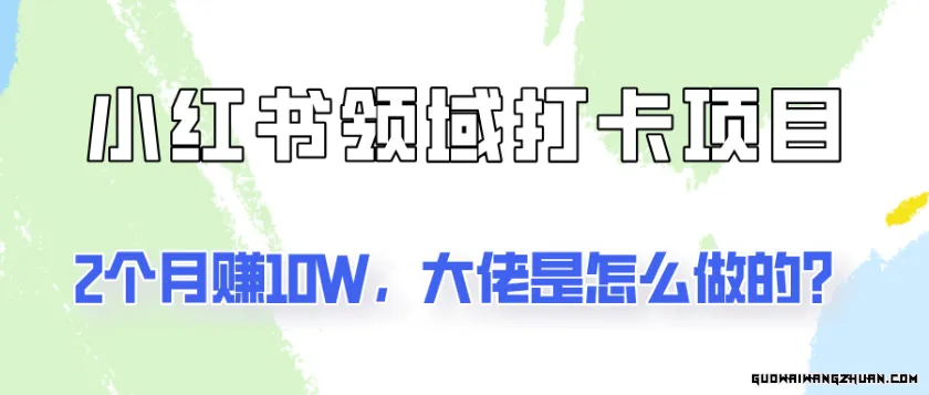 通过小红书领域打卡项目2个月赚10W，大佬是怎么做的？