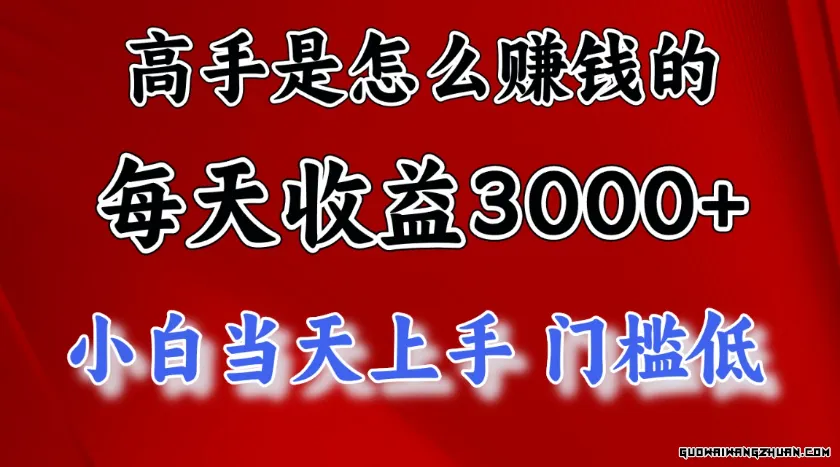 高手是怎么赚钱的，一天收益3000+ 这是穷人逆风翻盘的一个项目