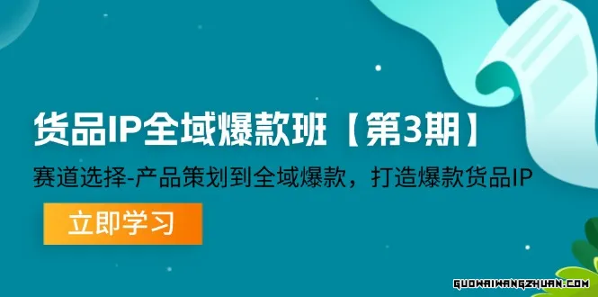 货品IP全域爆款班【第3期】赛道选择、产品策划到全域爆款，打造爆款货品IP