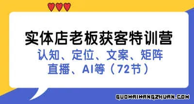 实体店老板获客特训营：认知、定位、文案、矩阵、直播、AI等（72节）