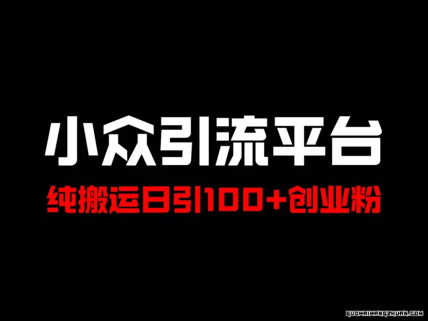 冷门引流平台，纯搬运日引100+高质量年轻创业粉！