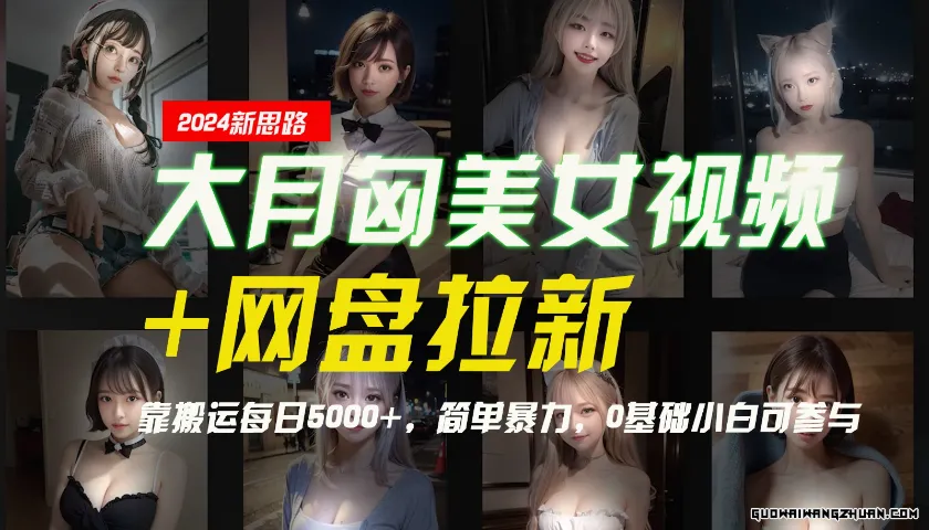 【新思路】大月匈美女视频+网盘拉新，靠搬运每日5000+，简单火速，0基础小白可参与