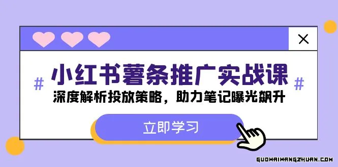 小红书薯条推广实战课：深度解析投放策略，助力笔记曝光飙升