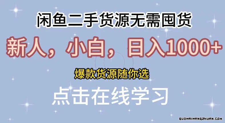 闲鱼二手货源无需国货，新人，小白，日入1k，爆款货源随你选