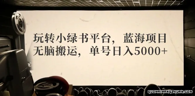 玩转小绿书平台，蓝海项目，无脑搬运，单号日入5000+