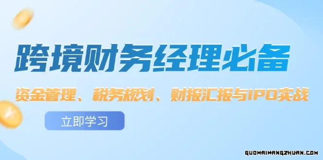 跨境财务经理必备：资金管理、税务规划、财报汇报与IPO实战