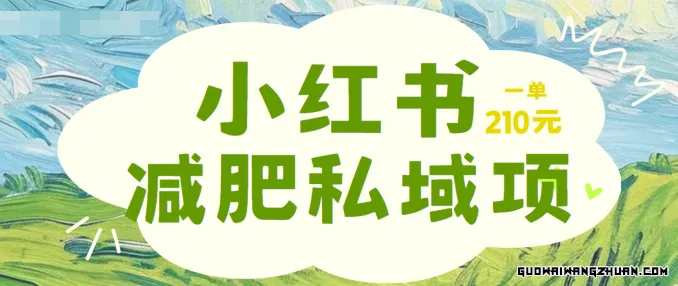 小红书减肥粉私域变现项目，一单210元，小白轻松上手，月入过万不是梦！