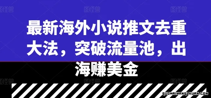 突破流量池，海外小说推文去重方法——出海赚美金实战指南