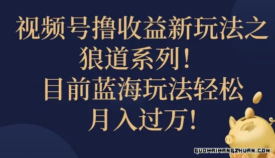 视频号疯狂撸收益新玩法之狼道系列，蓝海玩法轻松月入过万