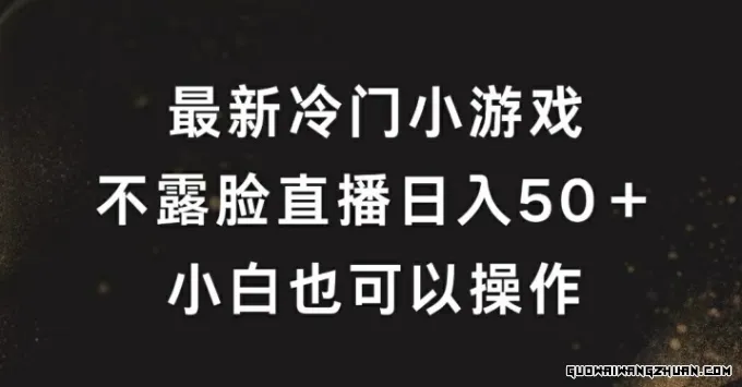 冷门游戏不露脸直播，轻松日入50+，小白也可操作