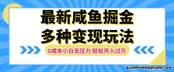 全新咸鱼掘金玩法，0成本小白无压力，多种变现方式，轻松月入过W