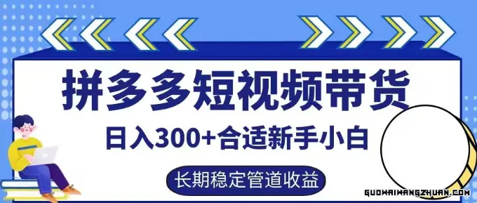 拼多多短视频带货日入300+有长期稳定被动收益，合适新手小白【揭秘】