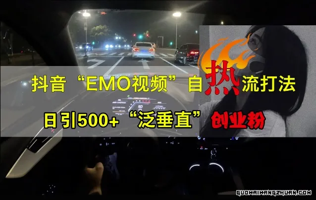 抖音EMO视频自热打法，日引500+“泛垂直”创业粉