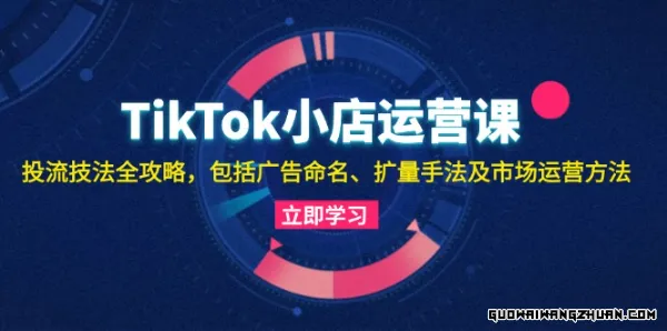 TikTok小店运营课：投流技法全攻略，包括广告命名 扩量手法及市场运营方法