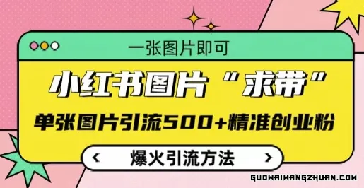 小红书图片‘求带’爆火引流法，单张图片引流500+精准创业粉