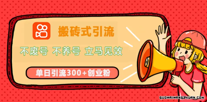 快手搬砖式引流，不废号，不养号，立马见效，单日引流300+精准创业粉