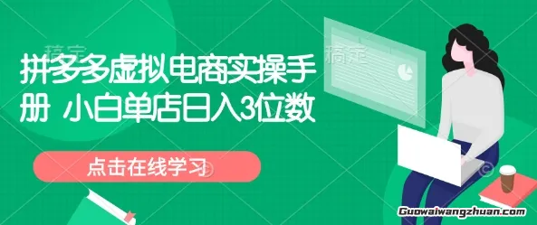 拼多多虚拟电商实操手册，小白单店日入3位数，唯一投入的就是时间精力
